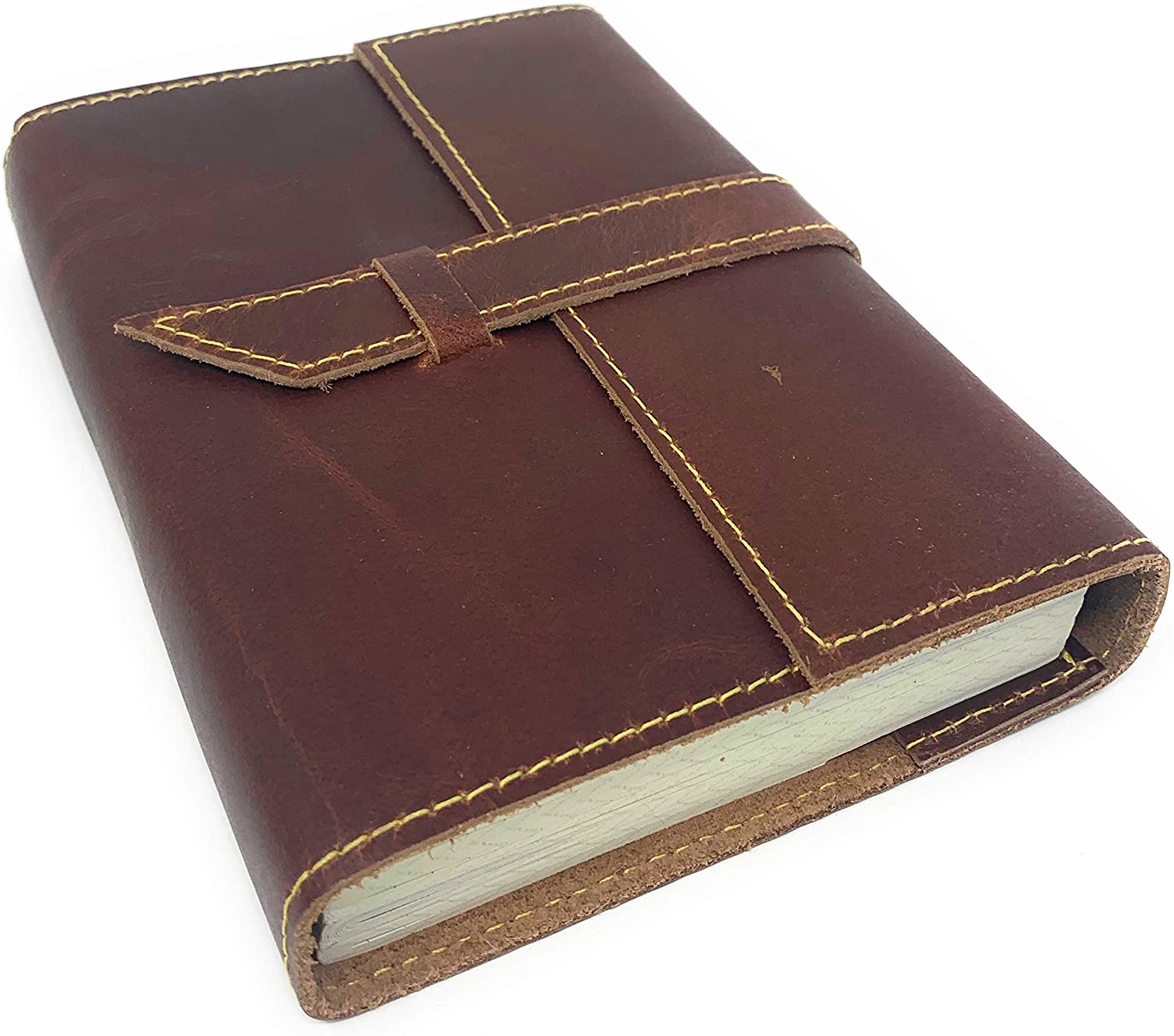 Tuk Tuk Press®  Handmade Leather Journal, 200 Tree Free Thick Recycled Cotton Dotted Pages, Refillable