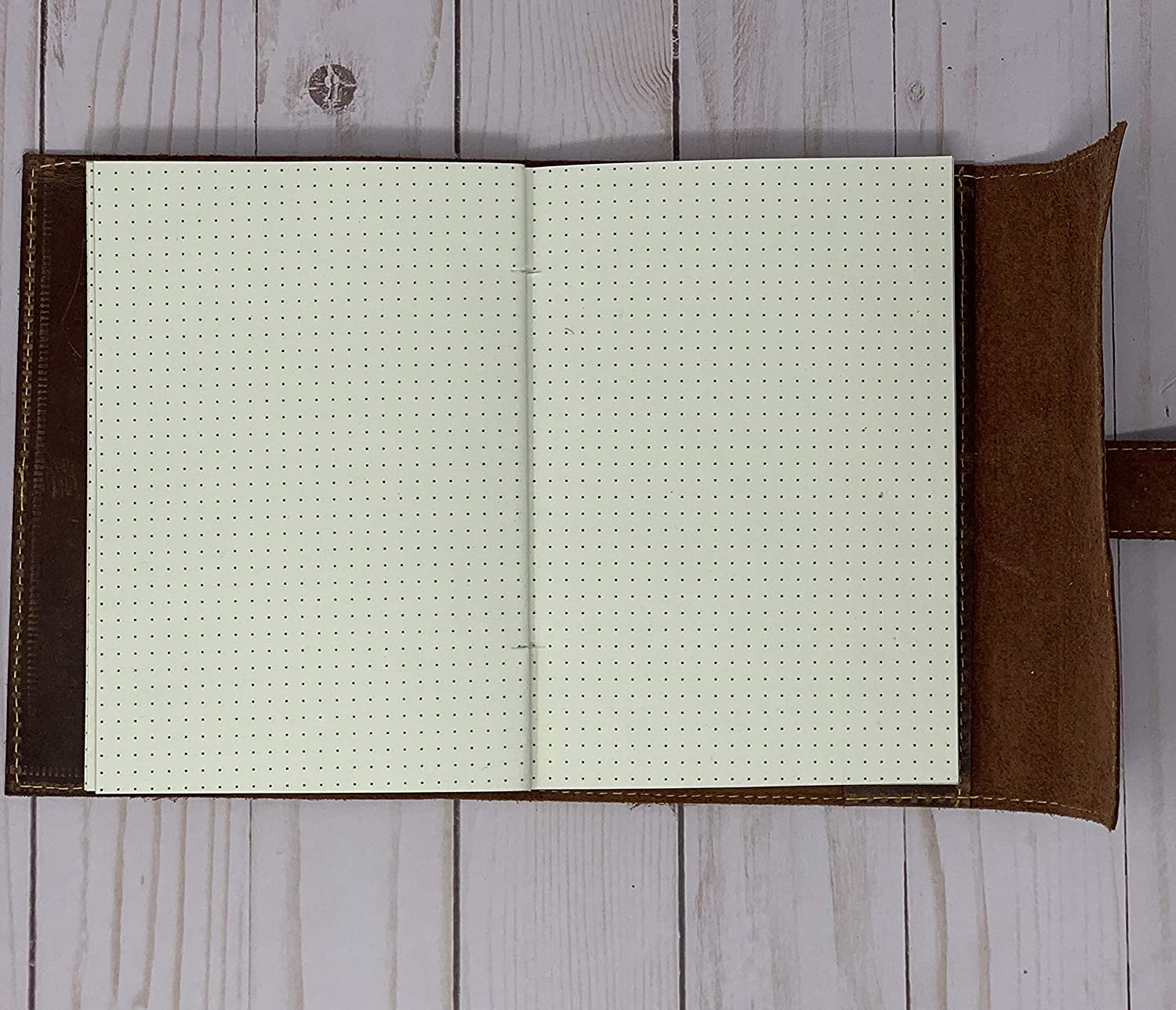 Tuk Tuk Press®  Handmade Leather Journal, 200 Tree Free Thick Recycled Cotton Dotted Pages, Refillable