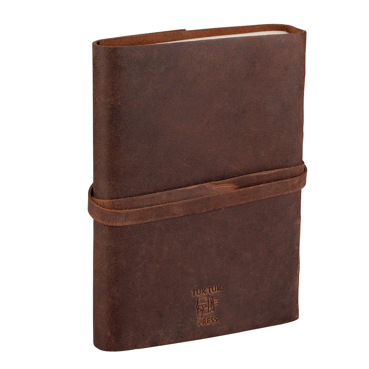 Tuk Tuk Press® Handmade Leather Oil Journal Planner, 200 Thick Unlined Recycled Cotton Pages