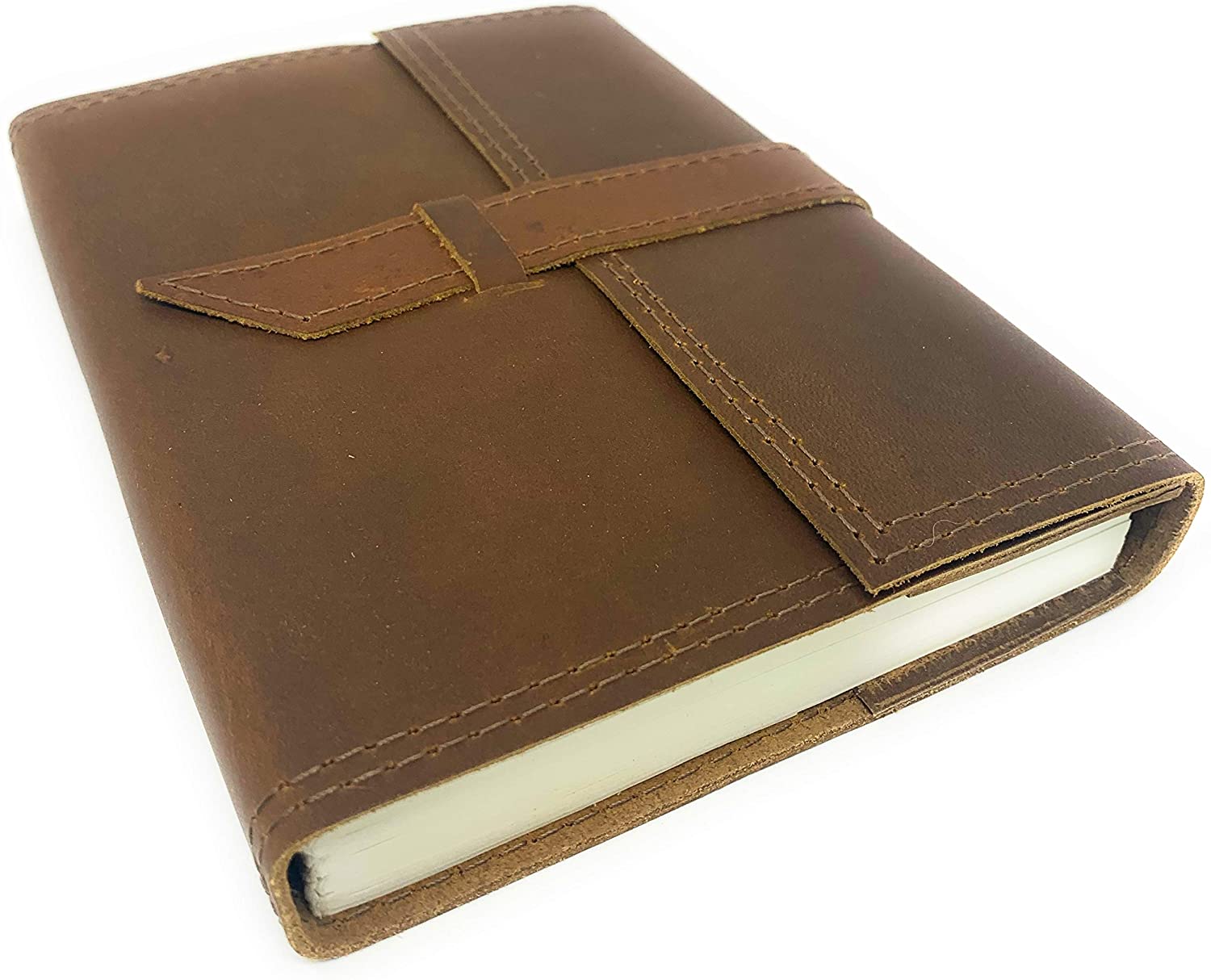 Tuk Tuk Press® Knight Edition, Handmade Genuine Buffalo Leather Notebook  Journal, Smooth Brown Finish, 200 Thick Recycled Blank Cotton Pages
