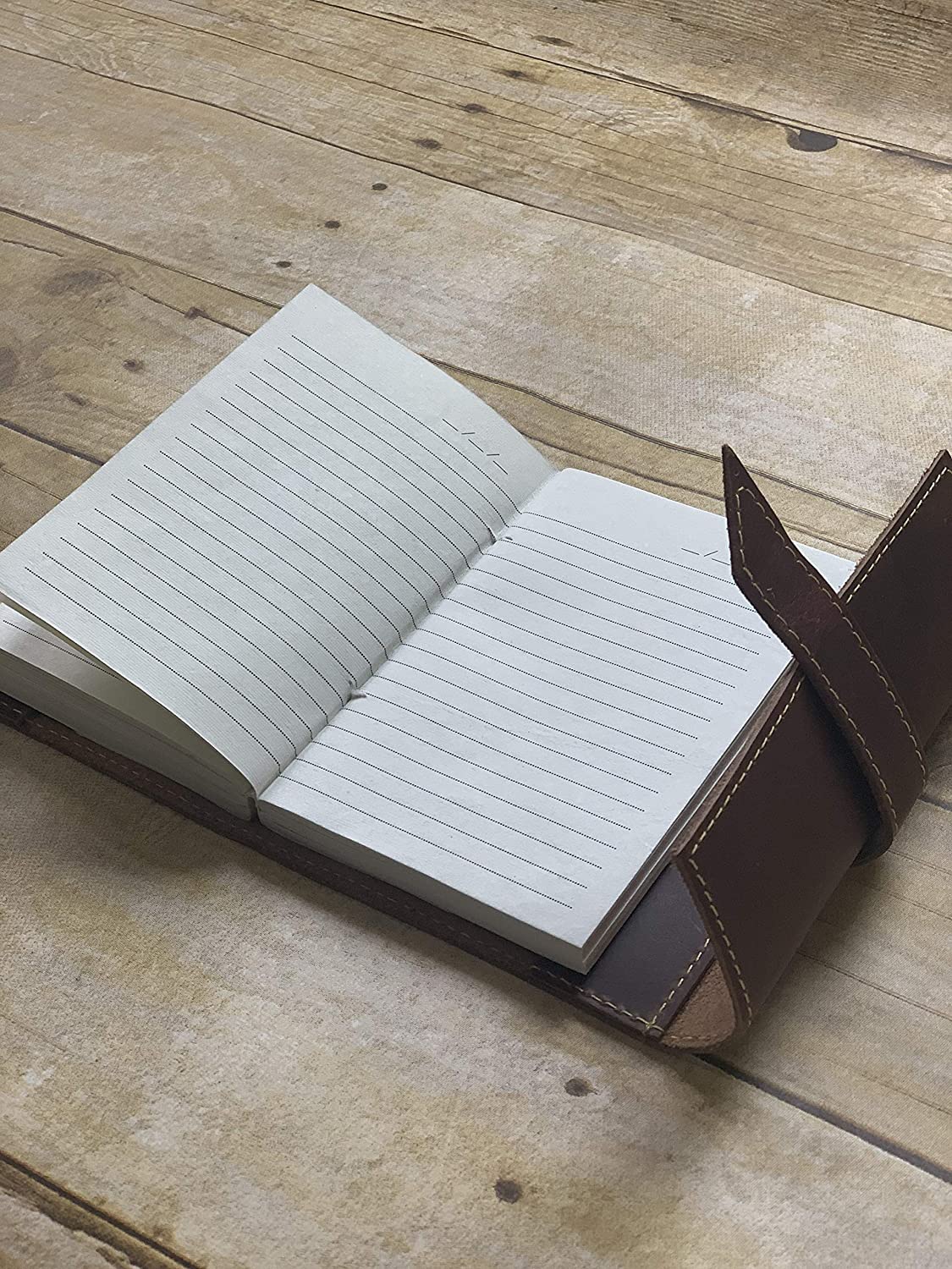 Tuk Tuk Press® Handmade Lined Leather Journal, 200 Refillable Lined Pages, Recycled Cotton Tree and Acid Free Paper